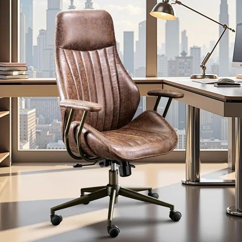Miniatura 15 de Silla ergonómica de escritorio de oficina en casa, silla giratoria de 360° con inclinación y altura ajustable con cojín grueso y reposabrazos