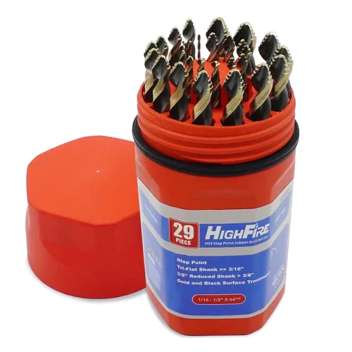 Miniatura 7 de HIGHFIRE Juego de 115 brocas de cobalto M35 HSS, juego de brocas de giro Jobber, punto dividido de 135 grados, fraccionario de 1/16"-1/2", letra A