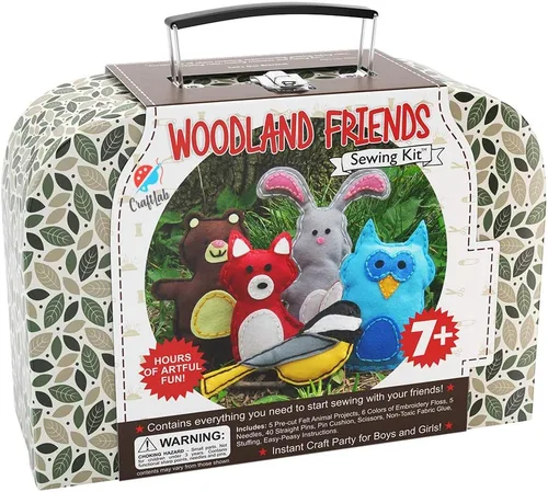 Kit educativo de costura con animales del bosque para niños de 7 a 12 años, por Craftster's Sewing