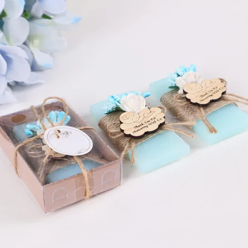 Miniatura 8 de HTF Paquete de 5 Mini Jabones Personalizados con Aroma a Océano, Recuerdos de Baby Shower, Regalos de Baby Shower, Recuerdos de Jabón Perfumado