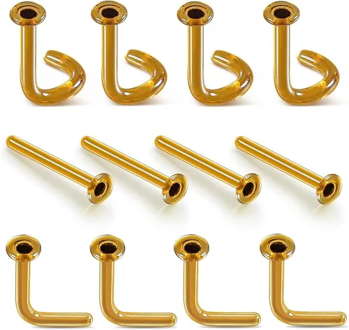 Miniatura 9 de Juego de 12 retenedores de cristal con parte superior plana de 16 G y 18 G, 3 formas clásicas para nariz, oreja, labio, tragus, hélice, cartílago, 5