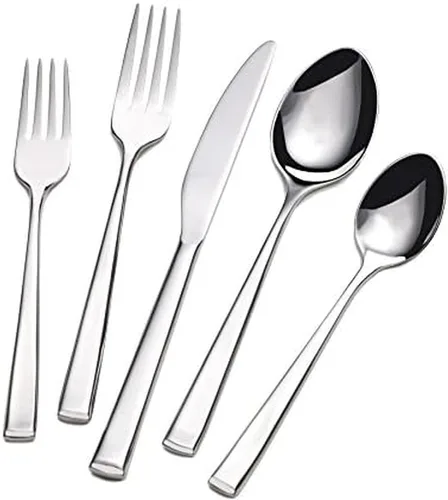Miniatura 3 de Towle Living Satin Wave - Juego de cubiertos de acero inoxidable forjado de 20 piezas, servicio para 4