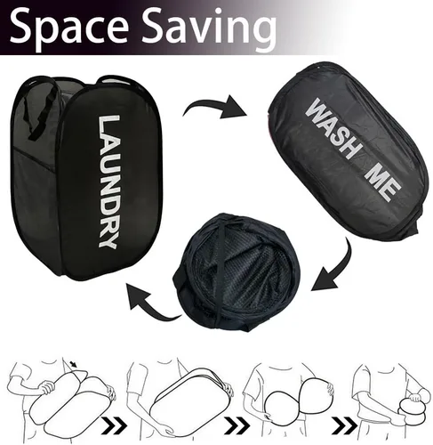 Miniatura 4 de Cesta plegable para ropa sucia, cesta plegable para ropa sucia, para dormitorio universitario, viajes, crucero, hotel, color negro