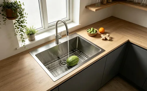 Miniatura 9 de Fregadero de cocina empotrable de 25 x 22 pulgadas, fregadero de cocina de acero inoxidable níquel cepillado de montaje superior de un solo Blanco