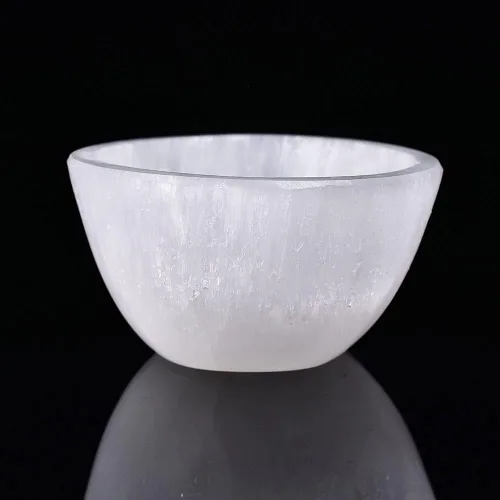 Miniatura 10 de JIC Gem Cuenco de selenita naranja de 4 pulgadas con forma de luna, cuenco de cristal de selenita marroquí para carga, curación, decoración del hogar
