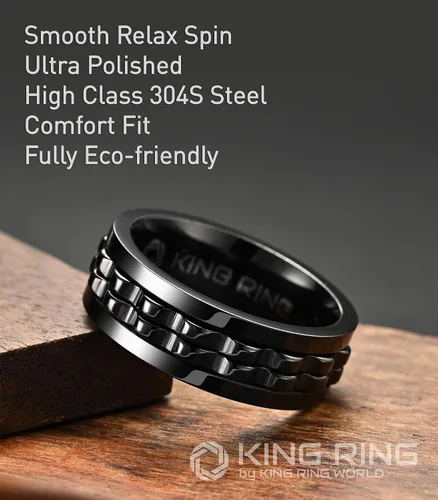 Miniatura 3 de King Ring Anillos giratorios de engranajes de 0.315 pulgadas Anillos para ansiedad ultra pulidos para hombres y mujeres Diseñado en Estados Unidos