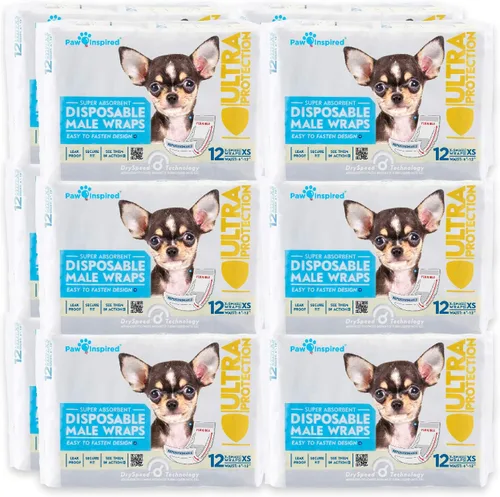Miniatura 10 de Paw Inspired Envolturas para perros machos, pañales desechables para perros Bandas para el vientre para perros pequeños, medianos y grandes