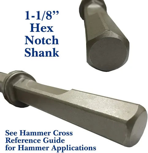 Miniatura 3 de Champion Chisel - Mango hexagonal de 1-1/8 x 6 pulgadas con muesca, herramienta de buje de acero, 16 dientes de acero, diseñado para martillos