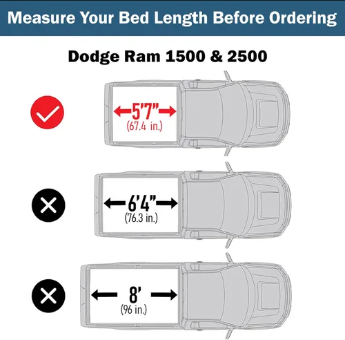 Miniatura 4 de Cubierta rígida de tres pliegues para cama de camioneta compatible con Dodge Ram 1500 y 2500 2009-2026, cama de 5.7 pies sin caja Ram (171.2 cm)