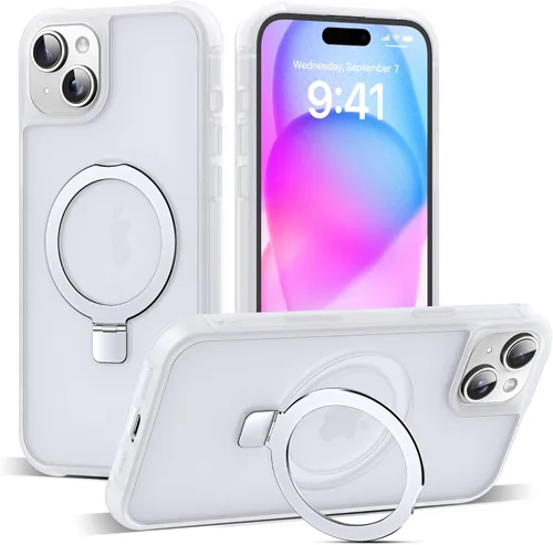 Miniatura 85 de SKYLMW – Funda compatible con iPhone 12 Pro Max y iPhone 13 Pro Max con soporte magnético invisible tipo anillo, fundas translúcidas para teléfonos