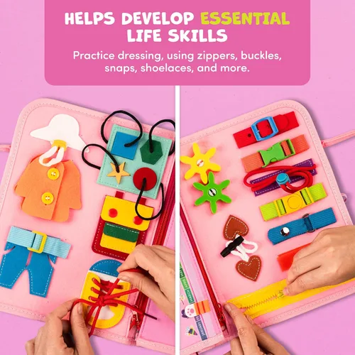 Miniatura 8 de Clever Fox Play Libro de actividades para niños pequeños de 1 a 3 años - Libro de mesa para bebés ocupados - Tablero de actividades de fieltro