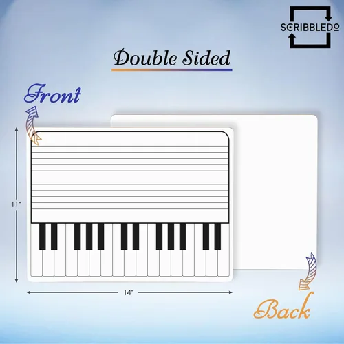 Miniatura 6 de SCRIBBLEDO Pizarra blanca de borrado en seco de 11 x 14 pulgadas, portátil, duradera, portátil, de doble cara, para niños, estudiantes, músicos
