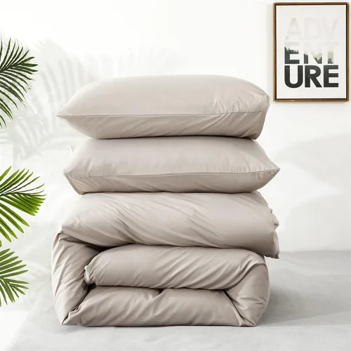 Miniatura 6 de Wellboo Edredones Beige Caqui California King Boho Avena Ropa de Cama Edredón Algodón Liso Beige Café Mantas Cálidas Mujeres Hombres Moderno Gris
