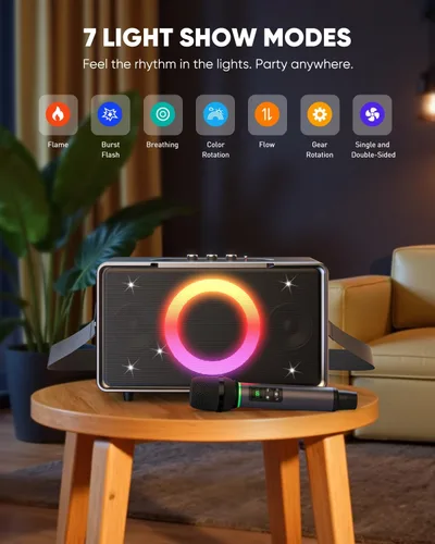 Miniatura 5 de GFEEN Altavoz Bluetooth para fiestas: 100 W pico de alto ruidoso, graves profundos, tiempo de reproducción de 15 horas, altavoces inalámbricos Plata
