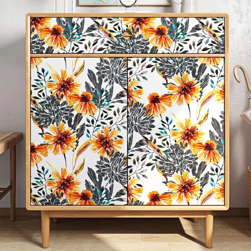 Miniatura 5 de ReWallpaper Papel tapiz floral removible de 17.5 pulgadas x 23 pies, papel de contacto floral vintage, papel tapiz de girasol amarillo, rollo