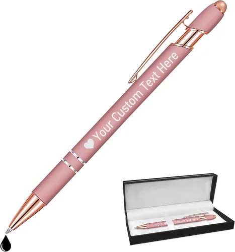 Miniatura 83 de STREADVE Bolígrafos personalizados personalizados con nombre grabado, logotipo, texto, bolígrafos de escritura suave, regalo personalizado para Negro
