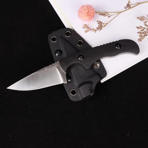 Miniatura 4 de MASALONG kni232 EDC 9Cr14MOV Cuchillo de acero inoxidable duro Cuchillos de hoja fija para acampar (punta pequeña A)
