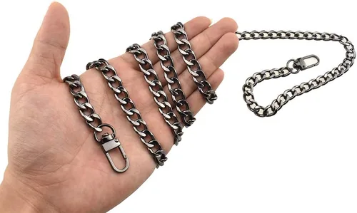 Miniatura 36 de HAHIYO Correa metálica de cadena para bolso de 43.3' de oro para bolso cruzado, bandolera y bolso de mano, cómoda y plana de 0.4' de ancho, extra