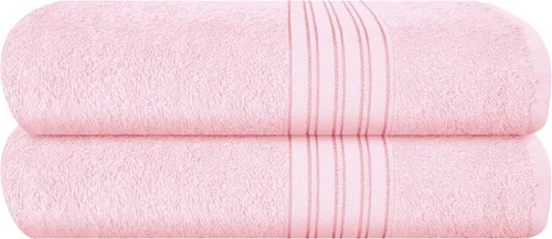Miniatura 42 de BOUTIQUO Juego de 2 toallas de baño 100% algodón de 28 x 55 pulgadas, toallas de baño grandes ecológicas, compactas, de secado rápido, ligeras, Rosa