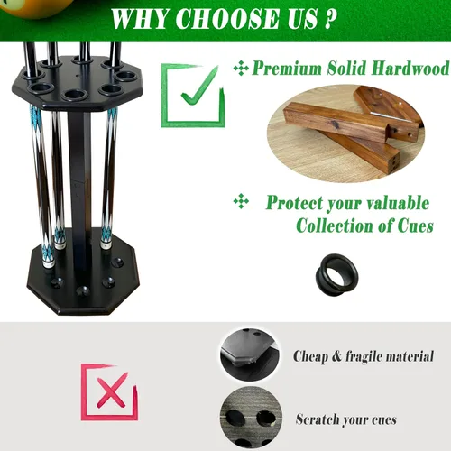Miniatura 6 de Soporte para tacos de billar independiente, accesorios de mesa de billar con capacidad para 8 tacos, soporte para tacos de billar, soporte de pie
