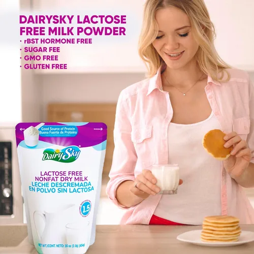 Miniatura 6 de DairySky Leche en Polvo Sin Lactosa 16 Oz - Leche en Polvo Sin Grasa y Sin OMG para Hornear y Café, Kosher con Proteína y Calcio, Gran Sustituto