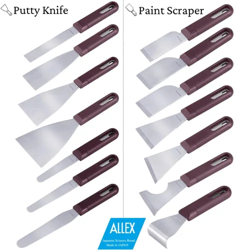 Miniatura 4 de ALLEX - Cuchillo de masilla redondeado de 1-1/4 pulgadas para arte y pintura, hoja de acero inoxidable japonesa flexible, mango de espiga completa