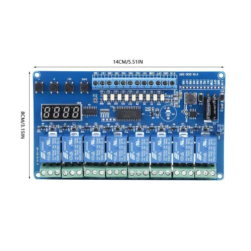 Miniatura 2 de Relé multifunción, 8-36V 8-Channel Multifunción Relé de Retardo de Tiempo Interfaz Módulo de Junta Optoacoplador LED