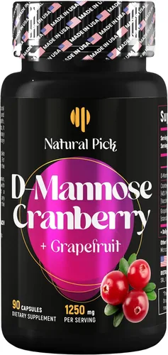 Natural Pick D-Mannose - Arándano rojo y pomelo - Pastillas de arándano rojo, tratamiento de ITU y alivio rápido para mujeres | Apoyo del tracto