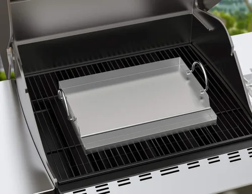 Miniatura 7 de Onlyfire Plancha universal de acero inoxidable para la mayoría de parrillas de barbacoa con asas extraíbles, 18"×12.5