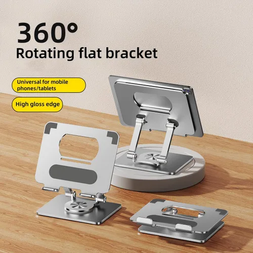Miniatura 4 de Soporte para iPad, soporte para tableta con base giratoria gruesa de 360°, soporte de aluminio ajustable de doble varilla para todas las superficies