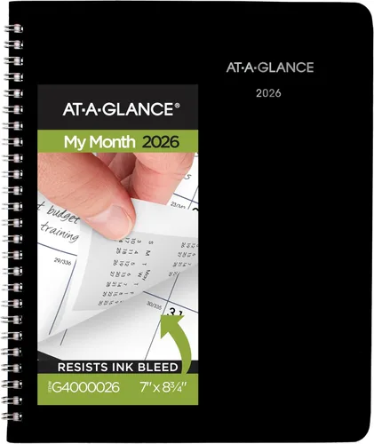 AT-A-GLANCE Planificador 2026, mensual, 7" x 8-3/4", mediano, DayMinder, negro (G4000026)
