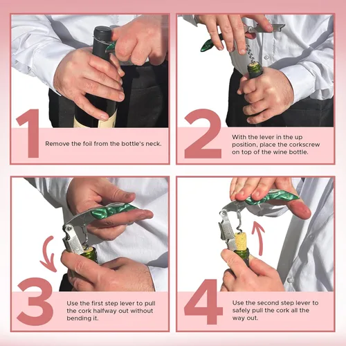 Miniatura 3 de Wino Wine Key! - Abridor de vino sacacorchos de sumiller profesional Rosa Rosa