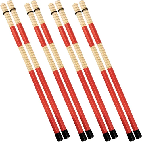 Miniatura 8 de 1 par de baquetas de bambú Punk para música jazz y folk en color rojo