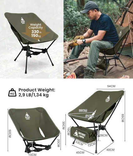 Miniatura 3 de ONETIGRIS Tigerblade - Silla de camping, ligera, plegable, silla de senderismo, compacta, portátil, capacidad de 330 libras Verde (Ranger Green)