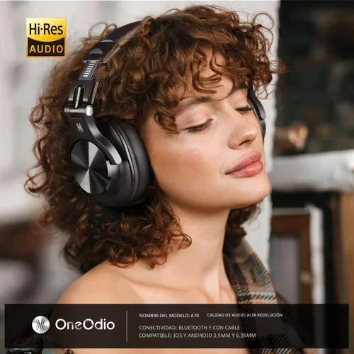 Miniatura 2 de OneOdio A70 Auriculares Bluetooth para oído, auriculares inalámbricos con 72H de tiempo de reproducción, de alta resolución, micrófono incorporado