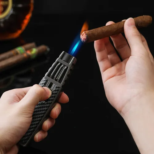 Miniatura 2 de Encendedor de antorcha, encendedores de butano, encendedor de antorcha recargable, resistente al viento, encendedor largo de gas recargable