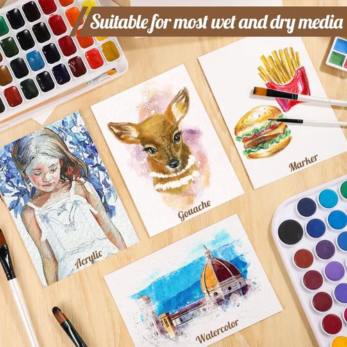 Miniatura 6 de Prudiut 120 hojas de papel de acuarela a granel, 140 lb/300 GSM papel blanco de algodón prensado en frío, 5 x 7 pulgadas, perfecto para niños