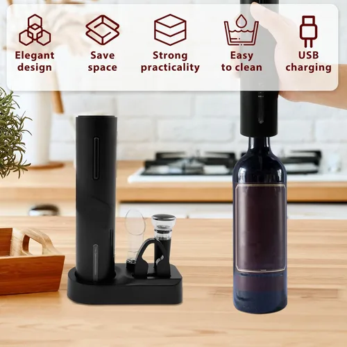 Miniatura 6 de Abrebotellas eléctrico ABRADORES de vino eléctrico ABS Sacacorchos eléctrico recargable, Abrebotellas eléctrico de vida prolongada con base
