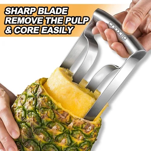 Miniatura 2 de Choxila Descorazonador de piña grande de acero inoxidable descorazonador de piña, cortador de piña, herramienta de cocina fácil - Grande