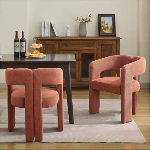 Miniatura 20 de adochr Modernas sillas de comedor de barril, silla de comedor tapizada de lino con patas de madera, sillas decorativas con brazos, cómodos sillones