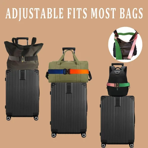 Miniatura 2 de Cinturón de viaje para equipaje, correa de equipaje de moda para bolsa de transporte, ajustable para la mayoría de bolsas de viaje, accesorios