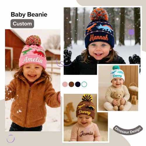 Miniatura 3 de Gorros personalizados de dinosaurio para bebé, sombrero personalizado para niños, sombrero bordado con nombre para niño y niña