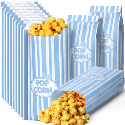 Miniatura 17 de Sherr 500 Piezas Bolsas de Palomitas de Maíz de 2oz a Granel Rayas Retro Rojas Bolsas de Palomitas de Maíz Desechables para Noches de Película Rojo