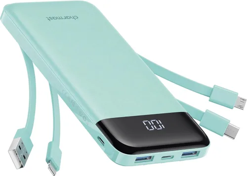 Miniatura 11 de charmast Cargador portátil de 10000 mAh, 4 cables integrados, 6 salidas/3 entradas, carga rápida de 3 A, compatible con iPhone, iPad, Samsung