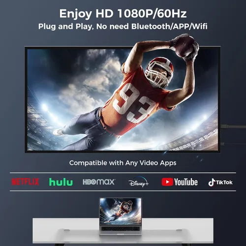 Miniatura 2 de Adaptador inalámbrico HDMI Display Dongle 1080P, adaptador de espejo de pantalla para iOS/Android/Windows/Mac a HDTV/Monitor/Proyector, Extensor