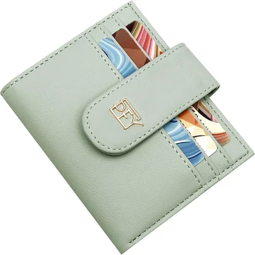 Miniatura 7 de Badiya Billeteras pequeñas para mujer, billetera plegable multitarjetero delgado con cremallera, Verde claro, Minimalista