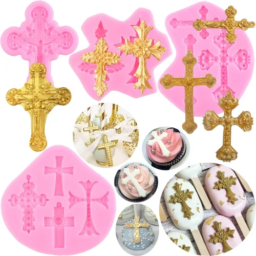 Miniatura 14 de ZiXiang Molde de silicona cruzada para comunión, cáliz, paloma, fondant, molde de bautismo para bautismo, fiesta, decoración de pasteles, decoración