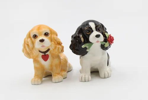 Miniatura 2 de Juego de salero y pimentero de porcelana fina Cocker Spaniel Lovers Dog - Juego de salero y pimentero, 3-1/4 pulgadas de largo