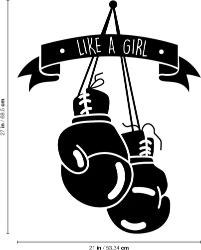 Miniatura 3 de Calcomanía de vinilo para pared, guantes de boxeo Like A Girl, 27 x 21 pulgadas, para mujer, motivacional, para interiores y exteriores, hogar