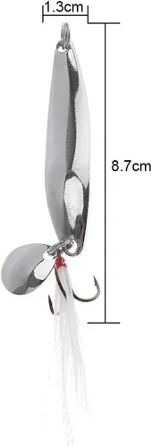 Miniatura 7 de Kit de pesca de señuelos de cucharas de 5 piezas, cebos giratorios de metal con ganchos agudos para lubina salmón